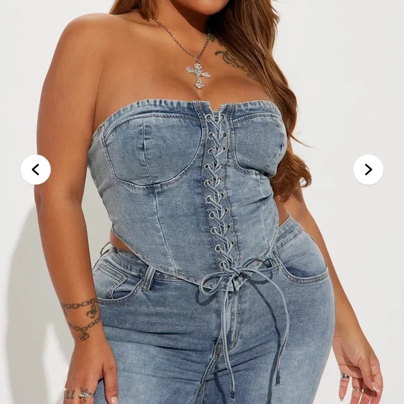 Wait For Me Denim Capri Set - Medium Wash Small - Picture 7 of 9